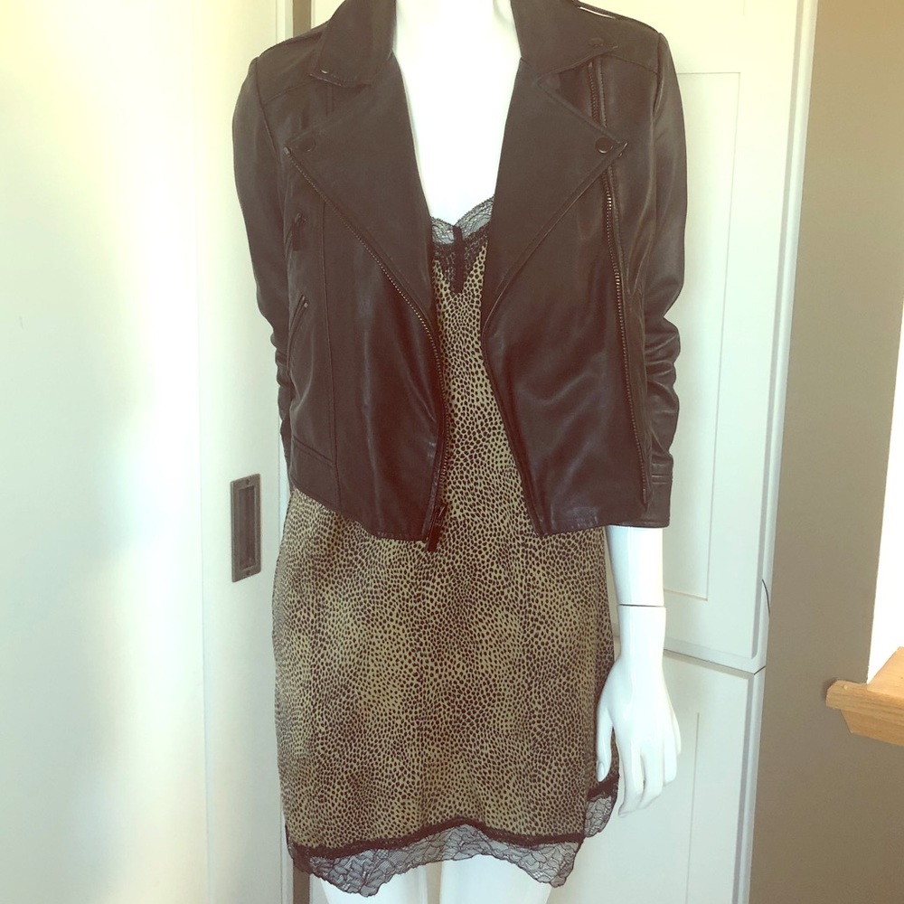 Leopard lace slip tunic top dress